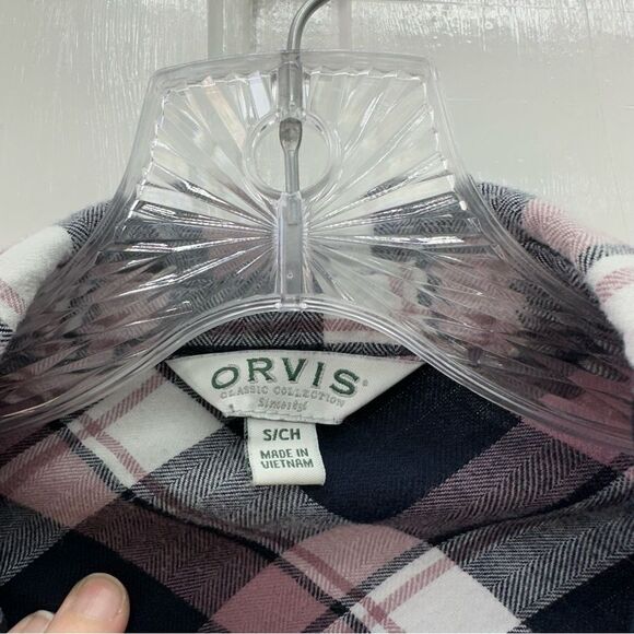 Orvis plaid long sleeve button down flannel shirt women's small‎ pit to pit 19.5 - Picture 4 of 4
